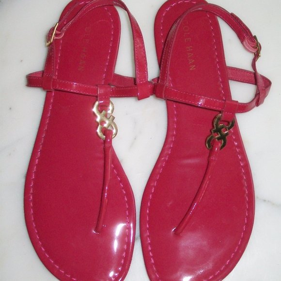 Cole Haan Patent Raspberry Pink Sandals Size 9 - Picture 1 of 5